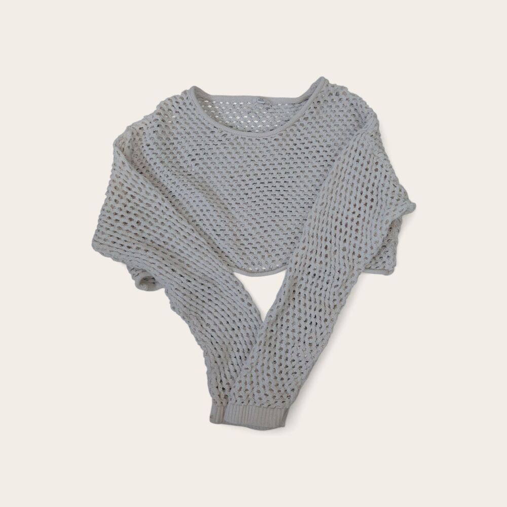 Garage Crochet Crop Top Cover Up Small Open Knit Sweater - Picture 4 of 7
